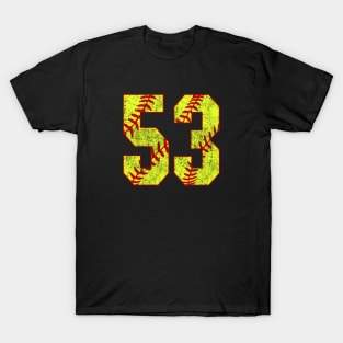 Fastpitch Softball Number 53 #53 Softball Shirt Jersey Uniform Favorite Player Biggest Fan T-Shirt